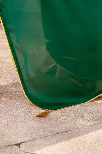 Green sequinned satin heavy work saree