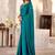 Teal kutchi embroidery satin saree