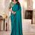 Teal kutchi embroidery satin saree