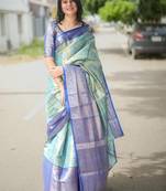 Green floral zari kanjeevaram saree