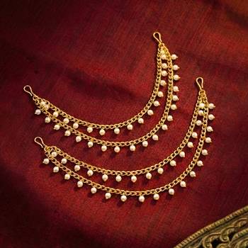 Beads studded double layer earrings chain ethnic jewellery gift for women 1