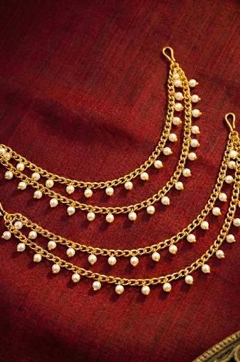 Beads studded double layer earrings chain ethnic jewellery gift for women