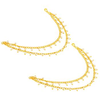 Beads studded double layer earrings chain ethnic jewellery gift for women 2
