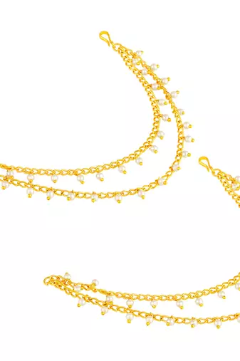 Beads studded double layer earrings chain ethnic jewellery gift for women