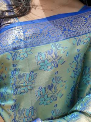 Green floral zari kanjeevaram saree 5