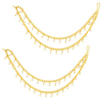 Beads studded double layer earrings chain ethnic jewellery gift for women 3