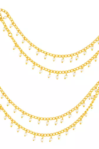 Beads studded double layer earrings chain ethnic jewellery gift for women