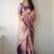 Peach floral zardozi kanjeevaram saree