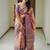 Peach floral zardozi kanjeevaram saree