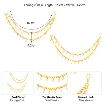Beads studded double layer earrings chain ethnic jewellery gift for women 4