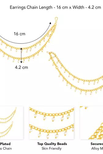 Beads studded double layer earrings chain ethnic jewellery gift for women