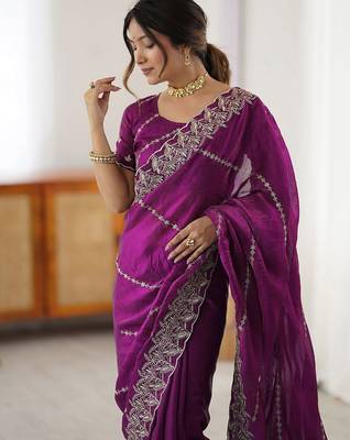 Magenta embellished embroidered festive saree 4