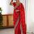 Red ethnic motifs embroidered saree