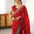 Red ethnic motifs embroidered saree