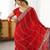 Red ethnic motifs embroidered saree