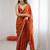 Rust embellished embroidered satin designer saree