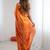 Rust embellished embroidered satin designer saree