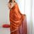 Rust embellished embroidered satin designer saree