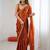 Rust embellished embroidered satin designer saree