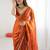 Rust embellished embroidered satin designer saree