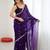 Purple embellished embroidered satin designer saree