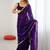 Purple embellished embroidered satin designer saree