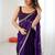 Purple embellished embroidered satin designer saree