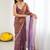 Purple embellished embroidered satin designer saree