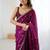 Purple embellished embroidered satin designer saree