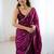 Purple embellished embroidered satin designer saree