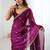 Purple embellished embroidered satin designer saree