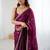 Purple embellished embroidered satin designer saree