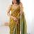 Olive embellished embroidered satin designer saree