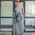 Blue floral printed zari  linen saree