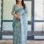 Blue women floral zari  linen saree