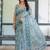 Blue women floral zari  linen saree