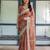 Orange floral zari  linen saree