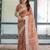 Orange floral zari  linen saree