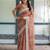 Orange floral zari  linen saree