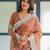 Orange floral zari  linen saree