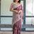 Maroon floral printed zari  linen saree