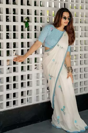 White floral saree