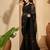 Black floral sequinned heavy work saree