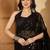 Black floral sequinned heavy work saree