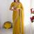 Yellow embroidered poly georgette designer saree