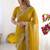 Yellow embroidered poly georgette designer saree