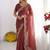 Rust embroidered poly georgette designer saree