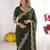 Green embroidered poly georgette designer saree