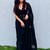 Black floral embroidered  chiffon designer saree