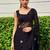 Black floral embroidered  chiffon designer saree